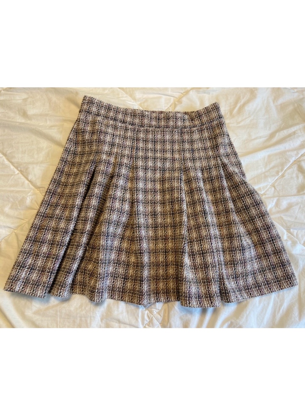 Ookie & Lala Boucle Plaid Mini Skirt Tweed A-Line Skirt Medium